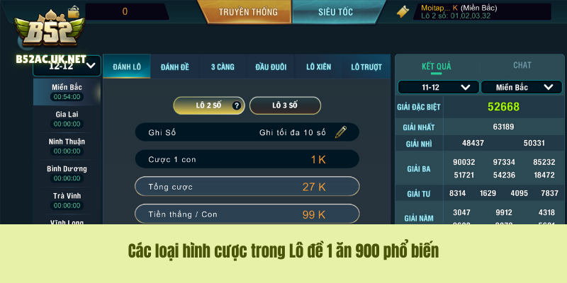 Các loại hình cược trong Lô đề 1 ăn 900 phổ biến